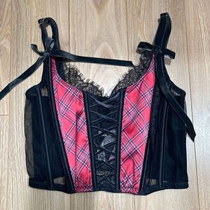 NWT Victorias Secret Plaid Corset Small DD‎